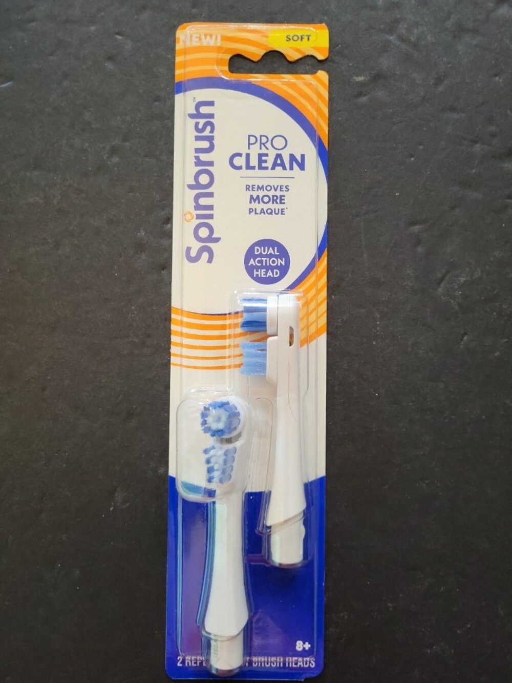 Spinbrush Pro Clean Replacement Brush Heads Soft Bristles 2-Pack NEW NIP SEALED